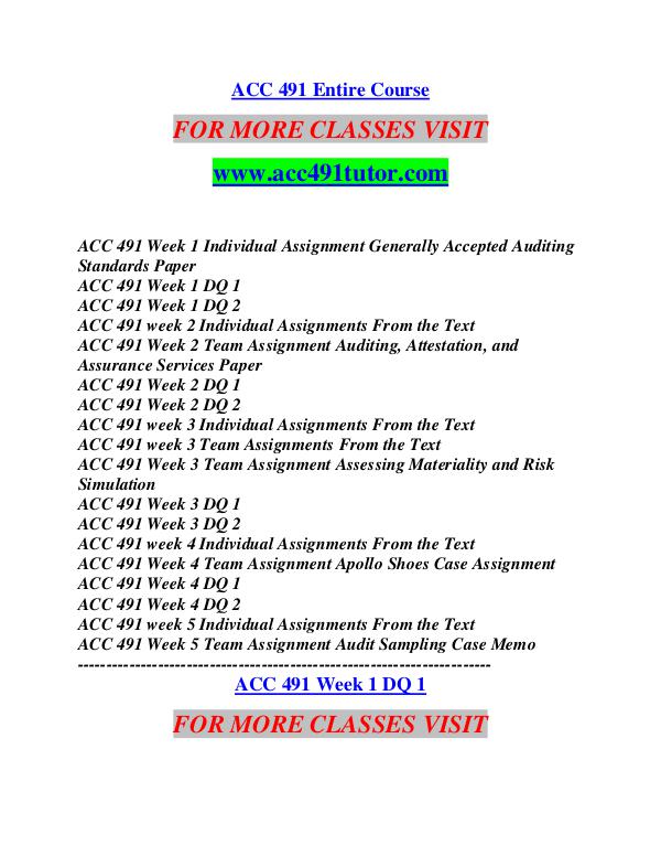 ACC 491 TUTOR Motivated Minds/acc491tutor.com ACC 491 TUTOR Motivated Minds/acc491tutor.com