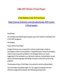 ABS 497 Week 5 Final Paper