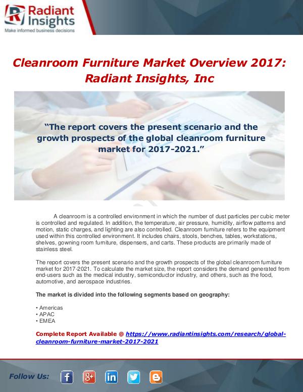 Global Cleanroom Furniture Market 2017-2021