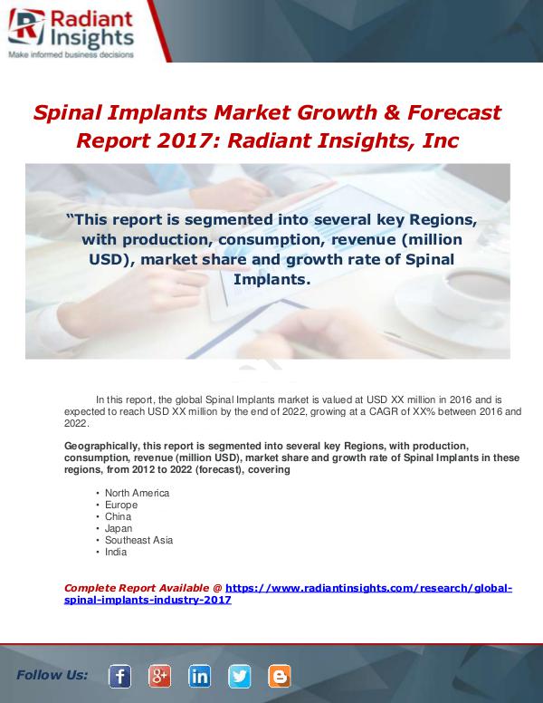 Global Spinal Implants Industry 2017 Market Resear