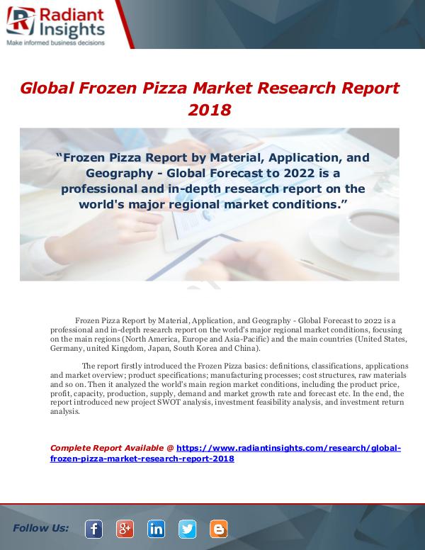 Market Forecasts and Industry Analysis Global Frozen Pizza Market Research Report 2018