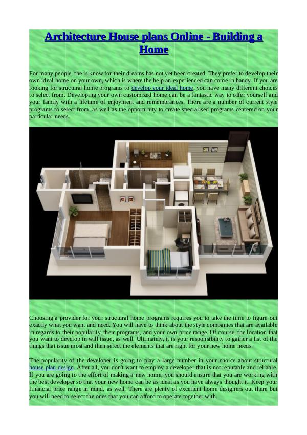 Architecture House plans Online - Building a Home