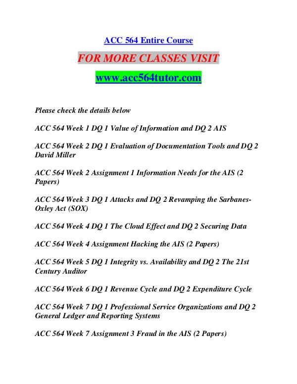 ACC 564 TUTOR Motivated Minds/acc564tutor.com ACC 564 TUTOR Motivated Minds/acc564tutor.com