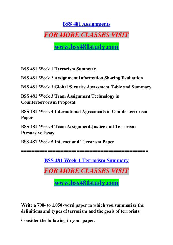 BSS 481 STUDY Great Stories Here/bss481study.com BSS 481 STUDY Great Stories Here/bss481study.com