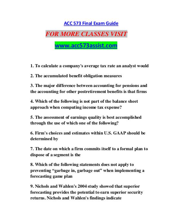 ACC 573 ASSIST Motivated Minds/acc573assist.com ACC 573 ASSIST Motivated Minds/acc573assist.com