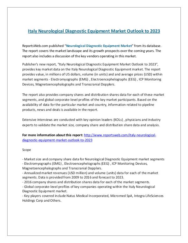 ReportsWeb- Italy Neurological Diagnostic Equipment Market Out