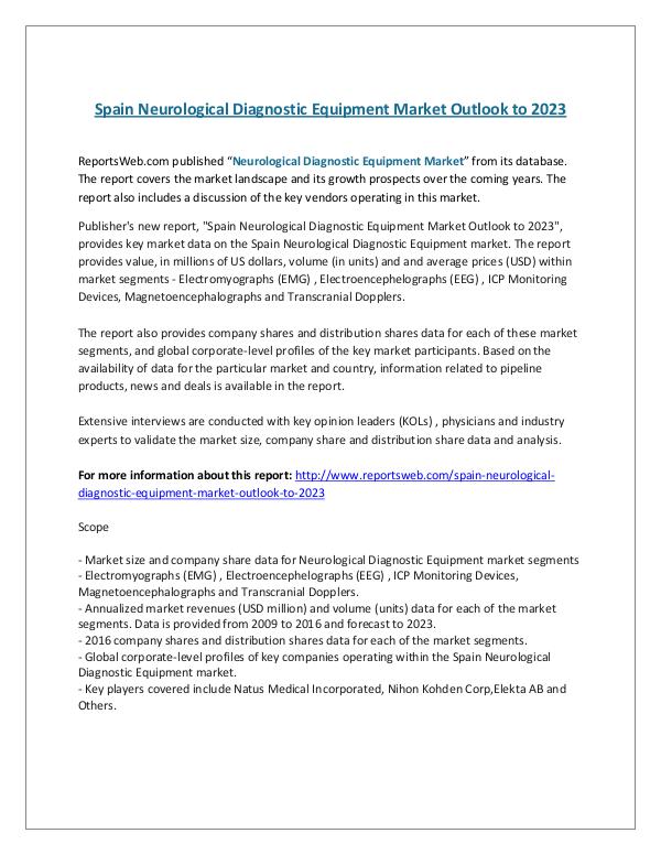 ReportsWeb- Spain Neurological Diagnostic Equipment Market Out