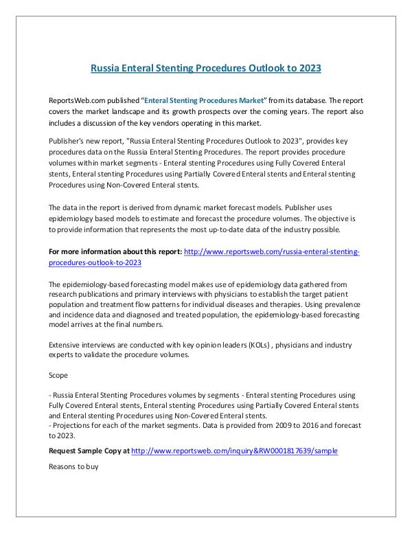 ReportsWeb- Russia Enteral Stenting Procedures Outlook to 2023