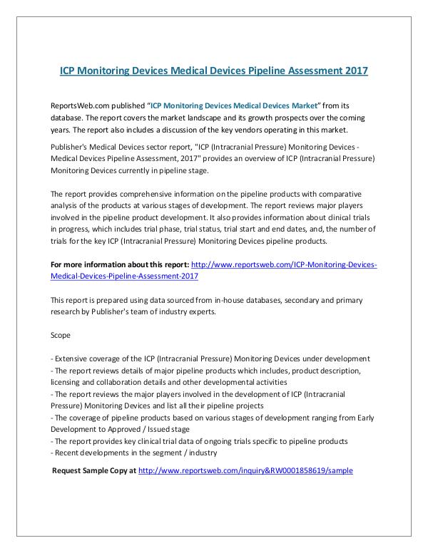 ReportsWeb- ICP Monitoring Devices Medical Devices Pipeline As