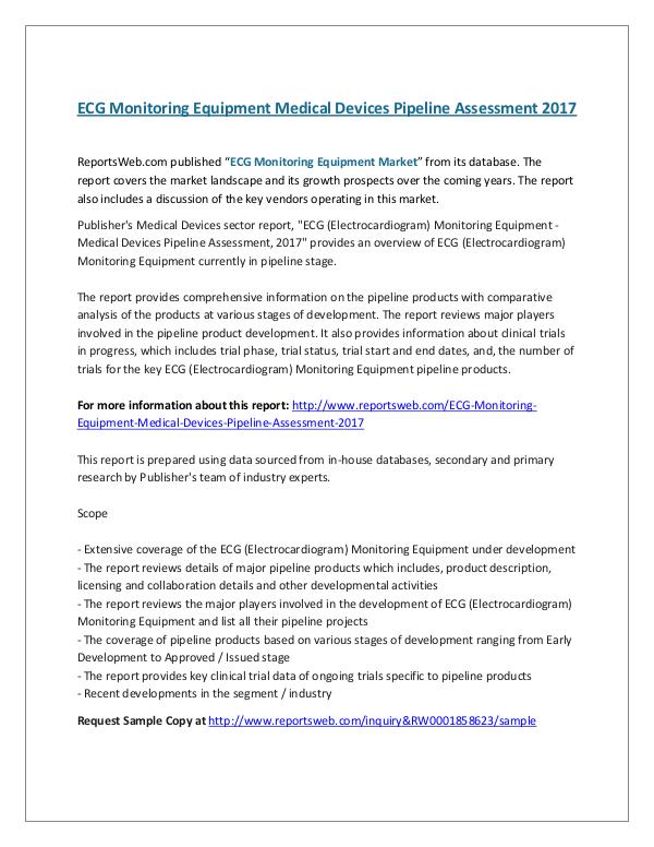 ECG Monitoring Equipment Medical Devices Pipeline