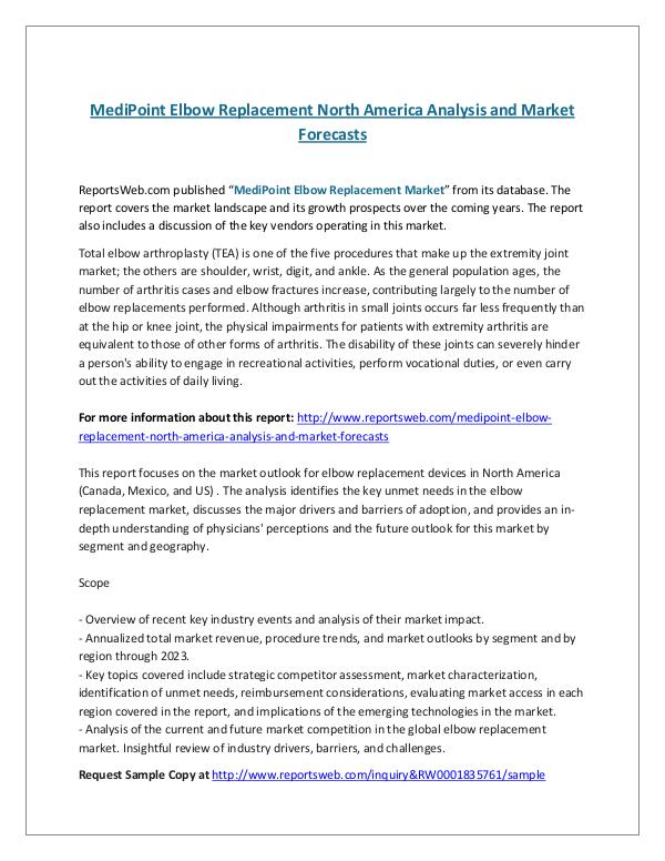 MediPoint Elbow Replacement North America Analysis