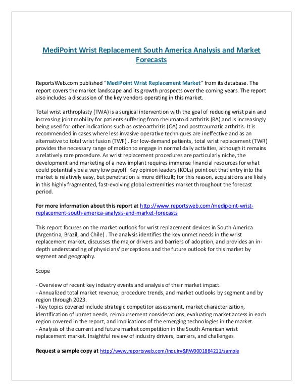 MediPoint Wrist Replacement South America Analysis