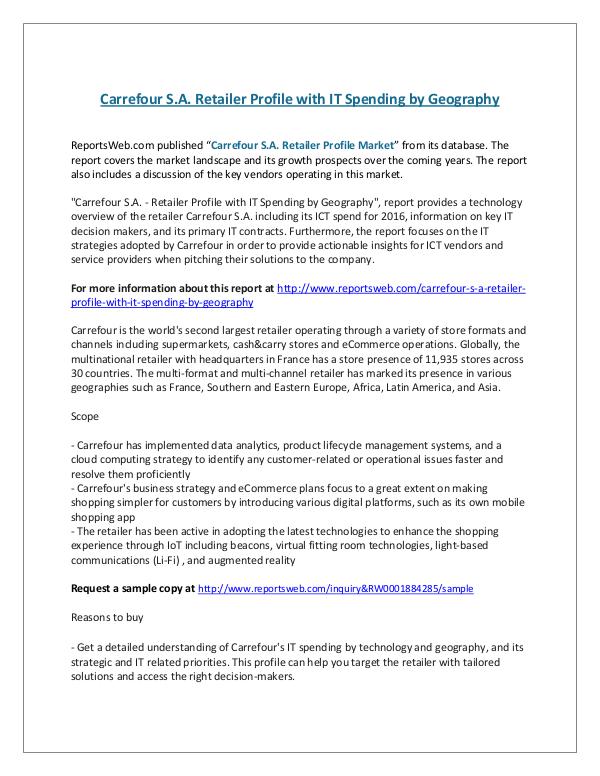 Carrefour S.A. Retailer Profile with IT Spending b