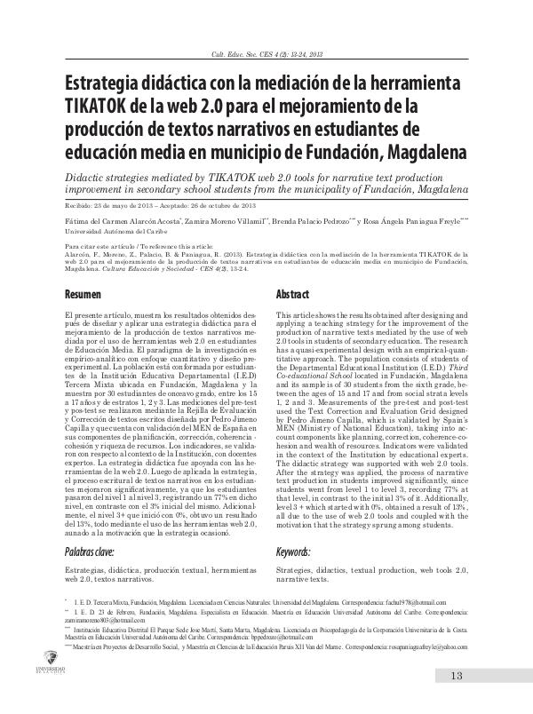 Estrategia didáctica con la mediación de la herramienta de la web 2.0 ARTICULO TIKATOK