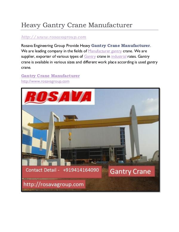 Heavy Gantry Crane Manufacturer