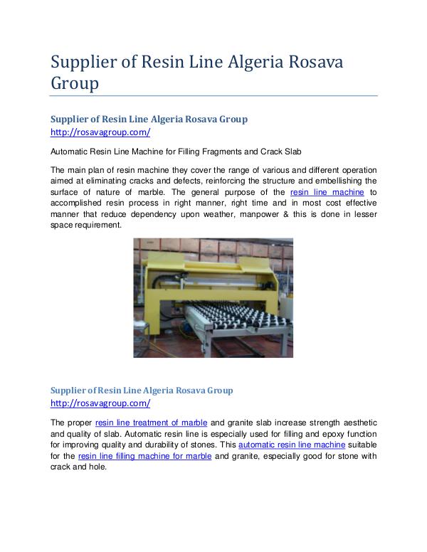 Supplier of Resin Line Algeria Rosava Group Supplier of Resin Line Rosava Group