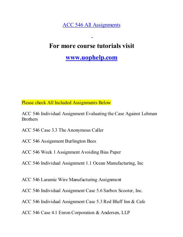 ACC 546 help A Guide to career/uophelp.com ACC 546 help A Guide to career/uophelp.com