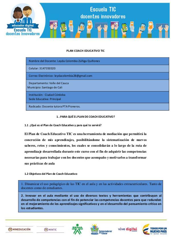 PLAN COACH EDUCATIVO 2017 Plan_Coach_Educativo Tutora Leyda Zúñiga