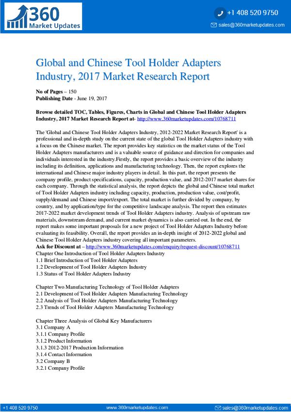 22-06-2017 Tool-Holder-Adapters-Industry-2017-Market-Research