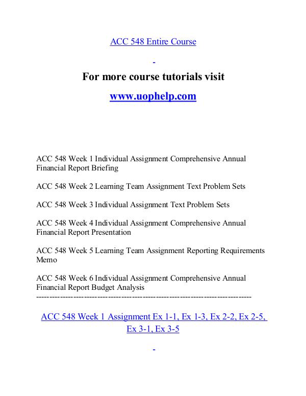 ACC 548 help A Guide to career/uophelp.com ACC 548 help A Guide to career/uophelp.com