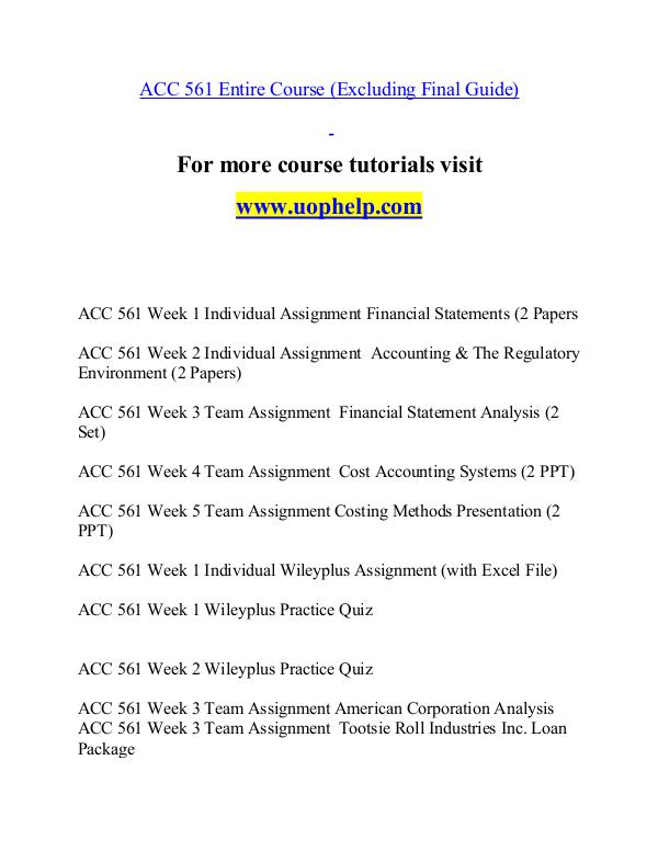 ACC 561 help A Guide to career/uophelp.com ACC 561 help A Guide to career/uophelp.com