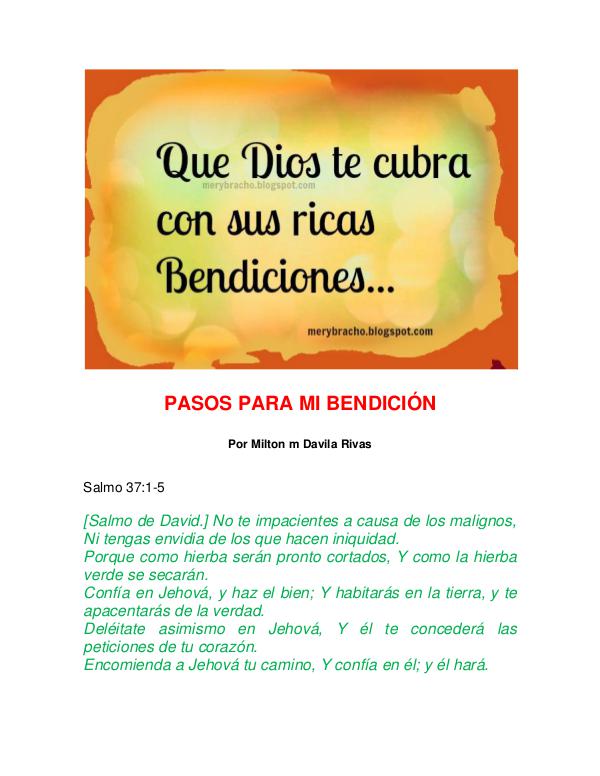 AVENTURAS PEDAGÓGICAS PASOS PARA MI BENDICIÓN