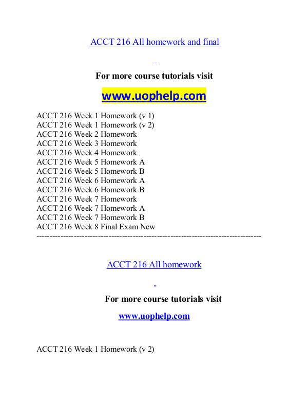 ACCT 216 help A Guide to career/uophelp.com ACCT 216 help A Guide to career/uophelp.com