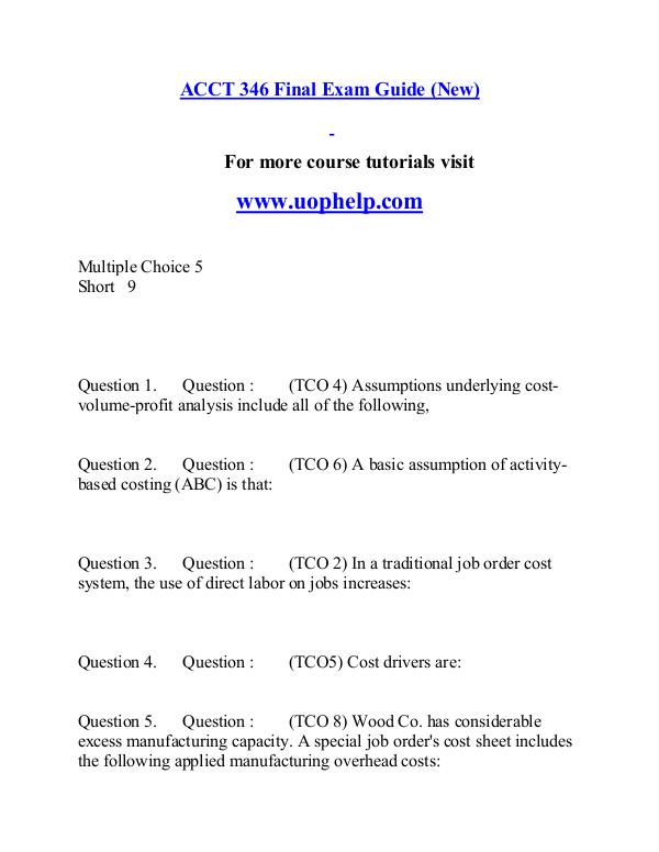 ACCT 346 help A Guide to career/uophelp.com ACCT 346 help A Guide to career/uophelp.com