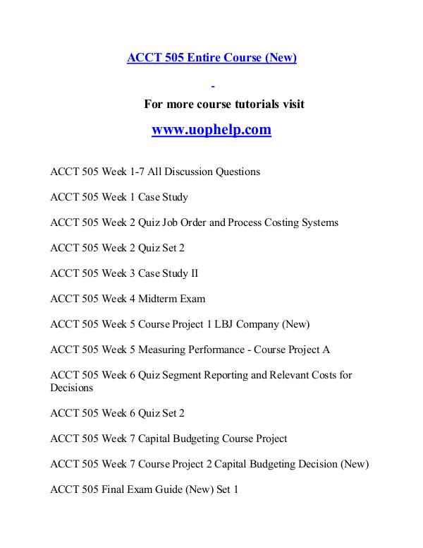 ACCT 505 help A Guide to career/uophelp.com ACCT 505 help A Guide to career/uophelp.com