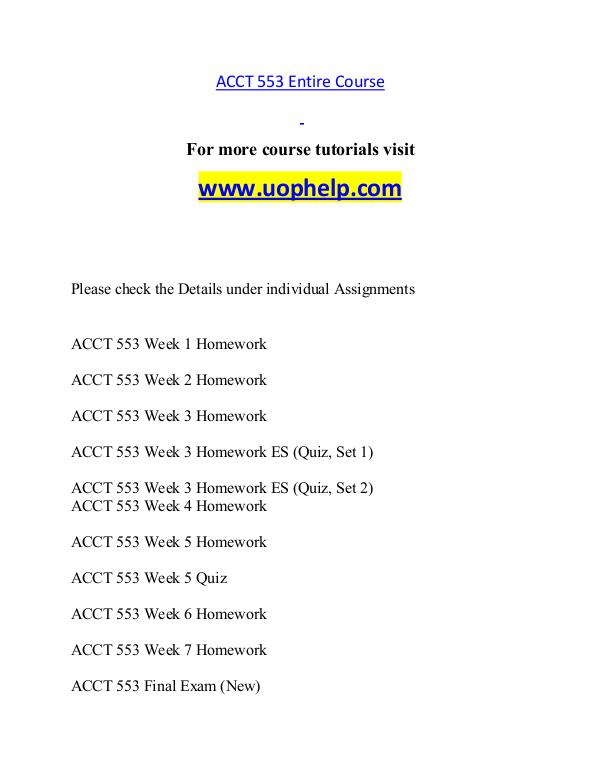 ACCT 553 help A Guide to career/uophelp.com ACCT 553 help A Guide to career/uophelp.com