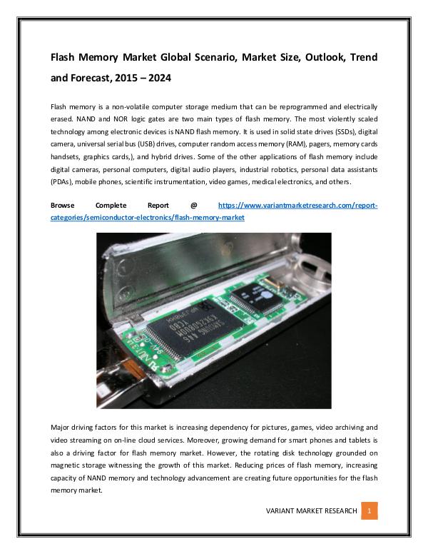 Flash Memory Market Global Scenario, Market Size, Outlook, Trend and Flash Memory Market Global Scenario