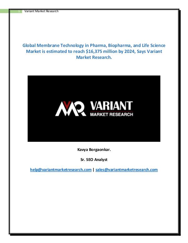 Membrane Technology in Pharma, Biopharma, And Life Science Market Global Membrane Technology