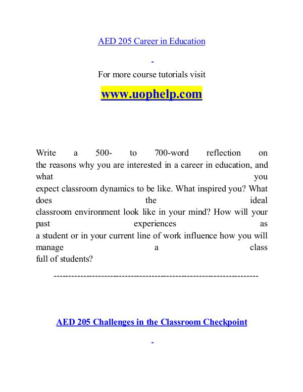 AED 205 help A Guide to career/uophelp.com AED 205 help A Guide to career/uophelp.com