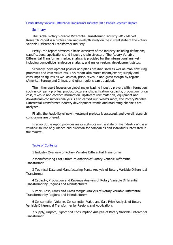 Global Rotary Variable Differential Transformer In