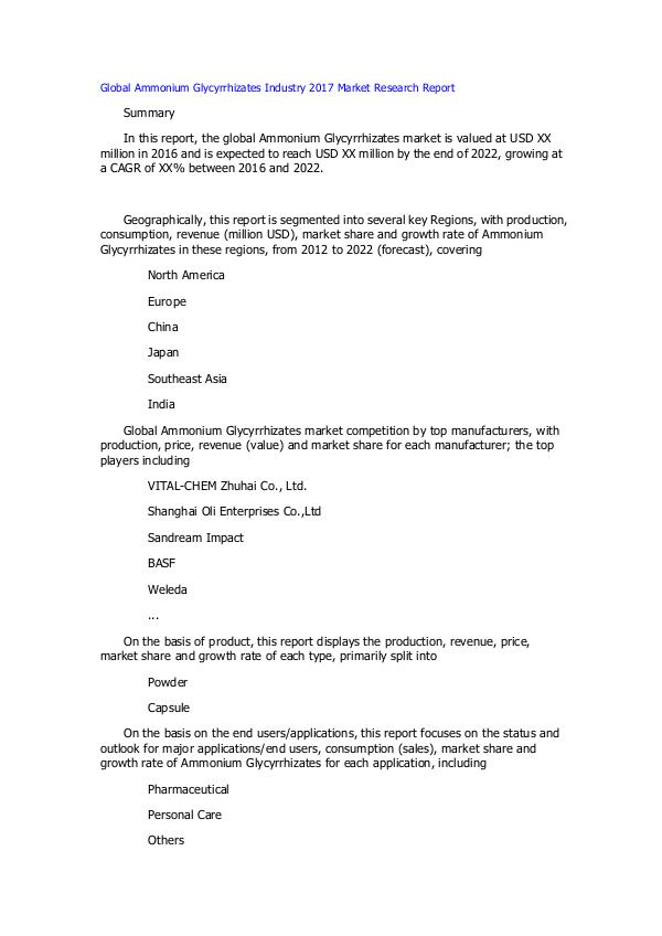 Global Magnetic Linear Encoder Industry 2017 Market Research Report Global Ammonium Glycyrrhizates Industry 2017 Marke
