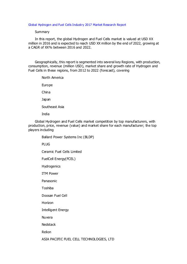 Global Magnetic Linear Encoder Industry 2017 Market Research Report Global Hydrogen and Fuel Cells Industry 2017 Marke