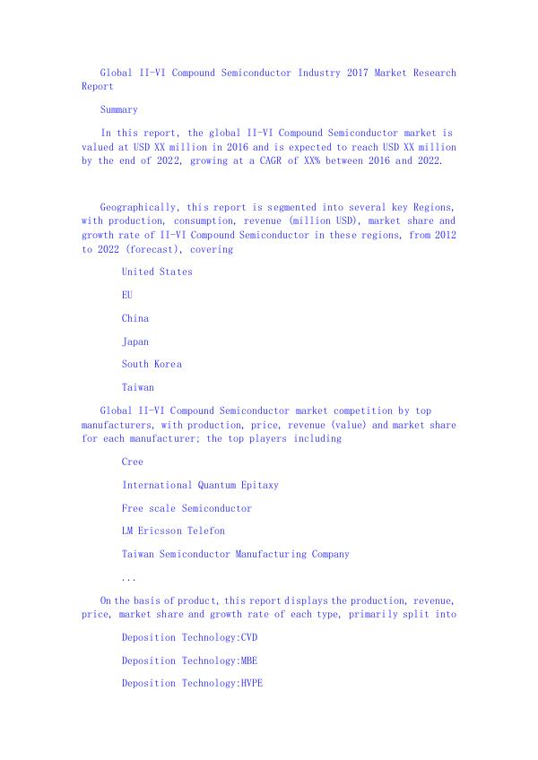 Global II-VI Compound Semiconductor Industry 2017