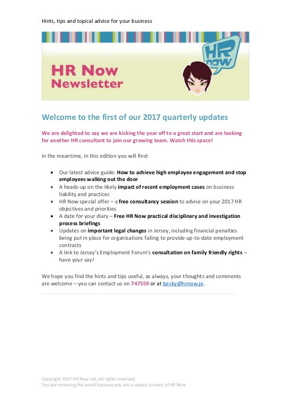 Samyuktha HR Now Q1 Newsletter 2017