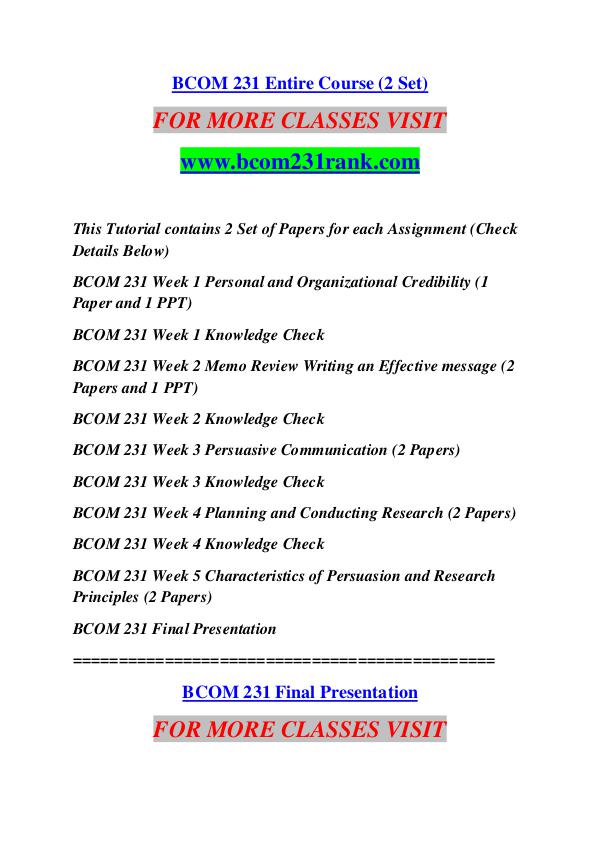 BCOM 231 RANK Keep Learning /bcom231rank.com BCOM 231 RANK Keep Learning /bcom231rank.com