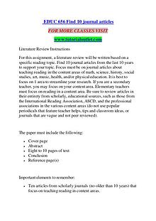 EDUC 656 FIND 10 JOURNAL ARTICLES/ TUTORIALOUTLET DOT COM