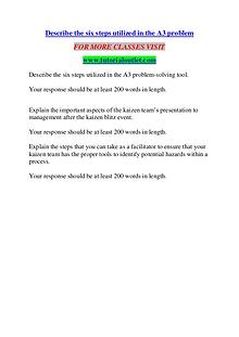 DESCRIBE THE SIX STEPS UTILIZED IN THE A3 PROBLEM/ TUTORIALOUTLET DOT