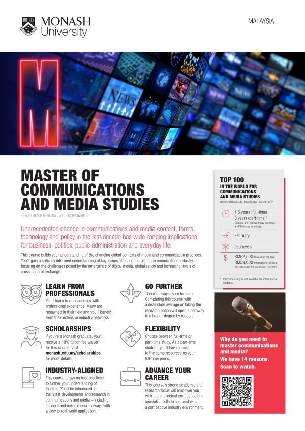 Master of Communications and Media Studies