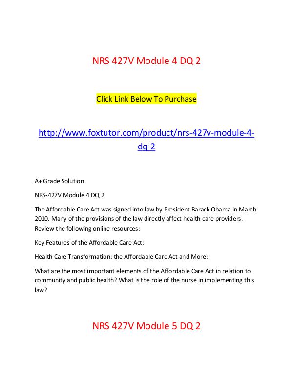 NRS  427V All Assignments NRS  427V All Assignments