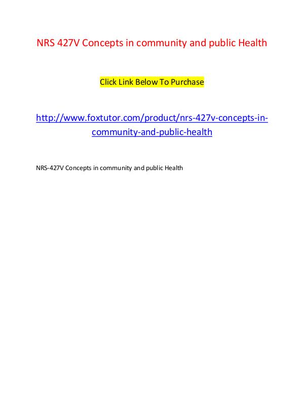 NRS 427V Concepts in community and public Health NRS 427V Concepts in community and public Health