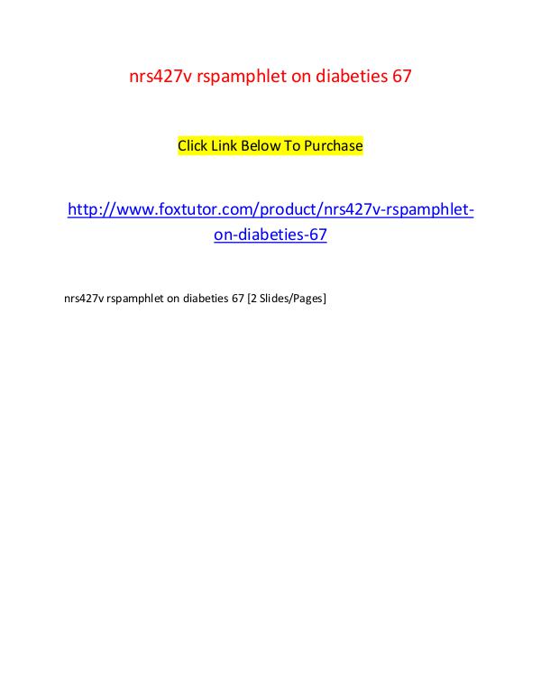 nrs427v rspamphlet on diabeties 67 nrs427v rspamphlet on diabeties 67