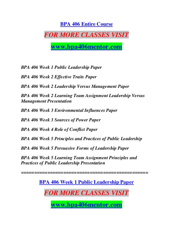 BPA 406 MENTOR Keep Learning /bpa406mentor.com BPA 406 MENTOR Keep Learning /bpa406mentor.com