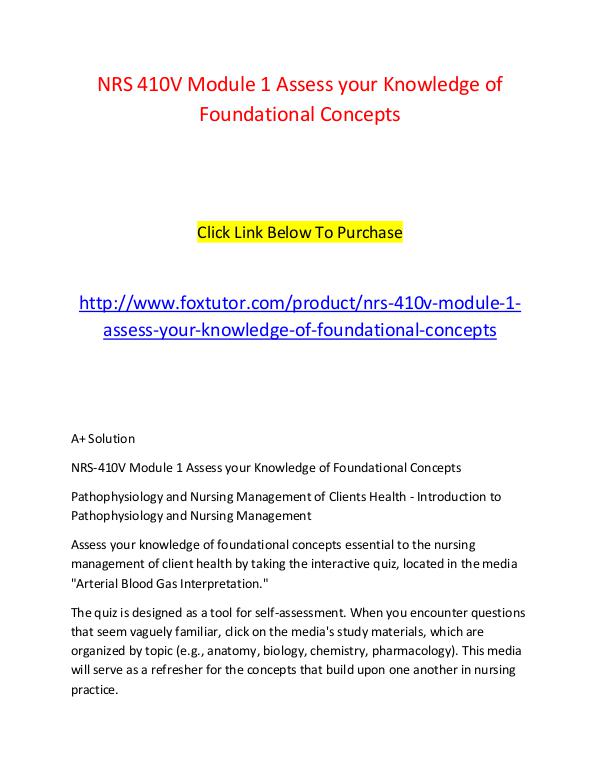 NRS 410V Module 1 Assess your Knowledge of Foundational Concepts NRS 410V Module 1 Assess your Knowledge of Foundat