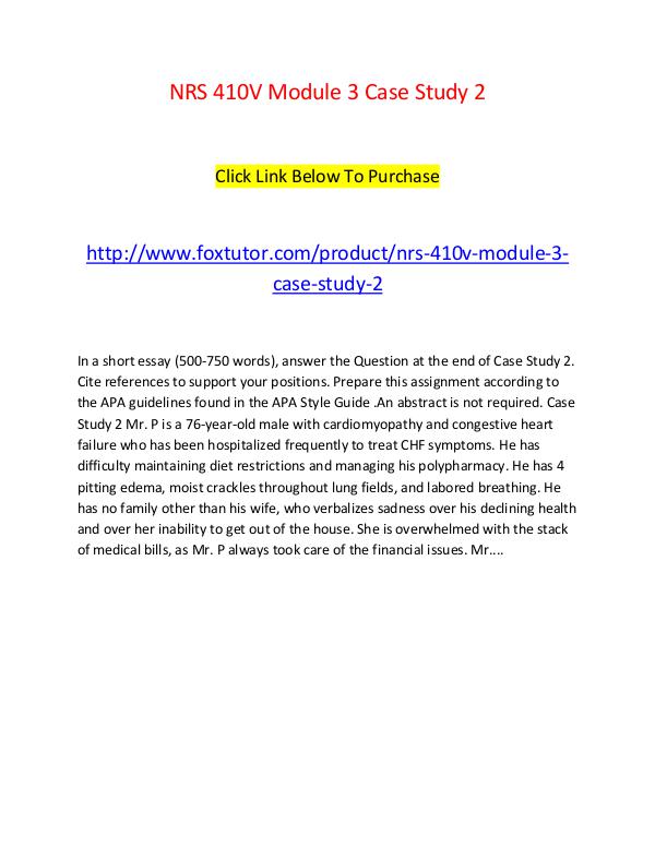 NRS 410V Module 3 Case Study 2 NRS 410V Module 3 Case Study 2