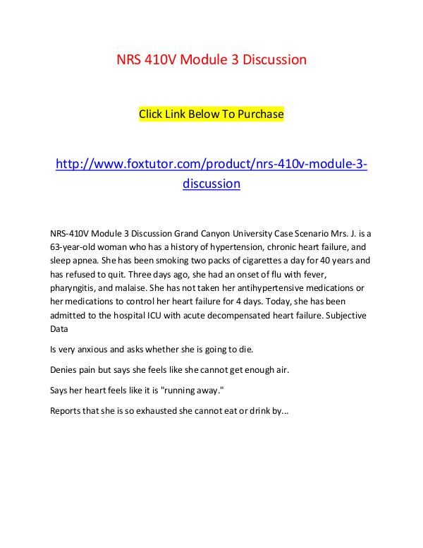 NRS 410V Module 3 Discussion NRS 410V Module 3 Discussion