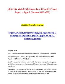 NRS 410V Module 5 Evidence Based Practice Project   Paper on Type 2 D